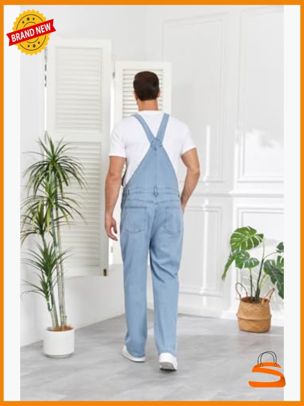 Men's Denim Overalls Bib Jumpsuit Work Utility Coveralls Loose Fit with Zipper - Picture 6 of 7